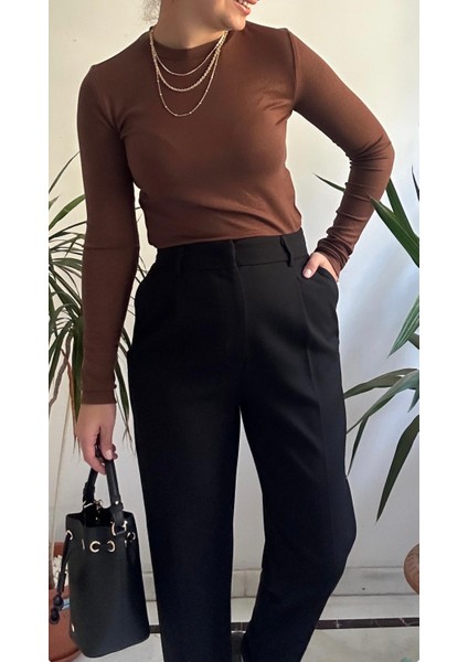 Kadın Siyah Duble Paça Pantolon modelleri