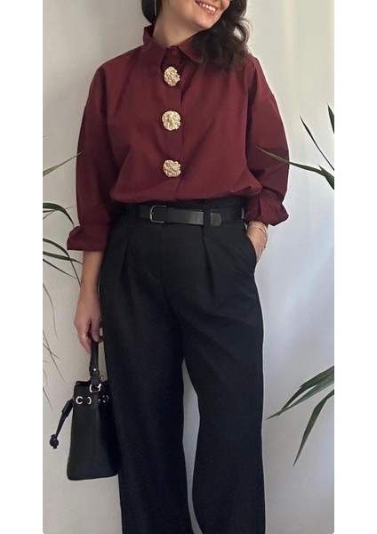 Kadın Bordo Oversıze Gömlek fiyatları