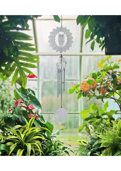 Feng Shui Baykuş Temalı Rüzgar Çanı Dış Mekan Bahçe Balkon Süsü Yeni Ev & Arkadaş Hediyesi 60 Cm.