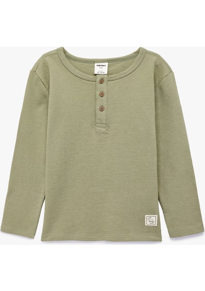 Pamuklu Uzun Kollu Düğmeli Tişört