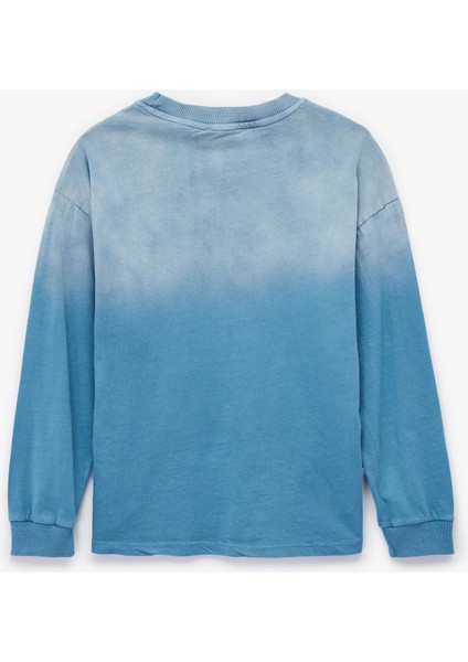 Pamuklu Uzun Kollu Bisiklet Yaka Baskılı Tişört fiyatları