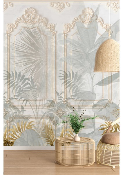 Elegan Çıta ve Bej Desenli Duvar Kağıdı