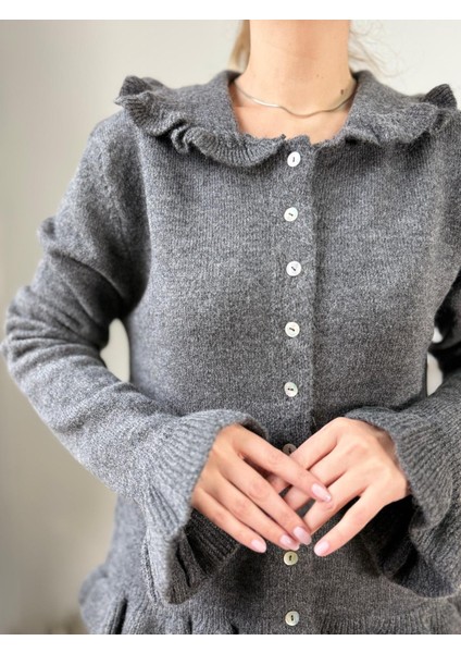 Antrasit Volan Detaylı Hırka