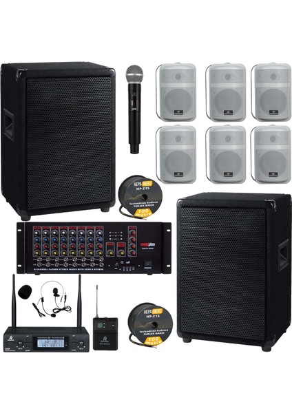 Okul Ses Sistemi Ideal Iç-Dış Anfi Hoparlör Sistemi Full Paket-6