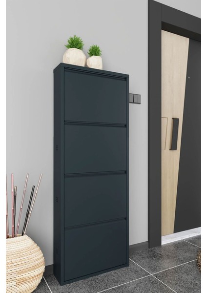 Dört Katlı Duvara Sabitlenebilir Metal Ayakkabılık 40X60 cm Kapı Paspası Hediyeli fiyatları