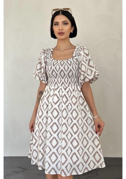 Vizon Kare Desenli Yazlık Elbise fiyatları