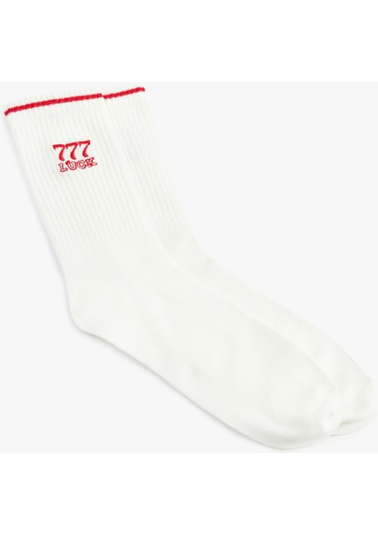 Işlemeli Çizgi Detaylı Tenis Çorabı fiyatları