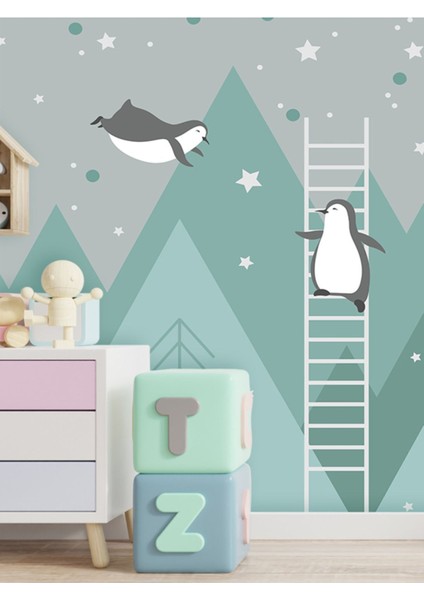 Penguen Desenli Isı ve Ses Yalıtımlı Tekstil Duvar Kağıdı