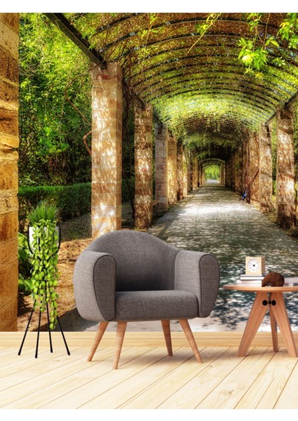 Ağaçlı Yol Desenli Isı ve Ses Yalıtımlı Sağlıklı Tekstil Duvar Kağıdı