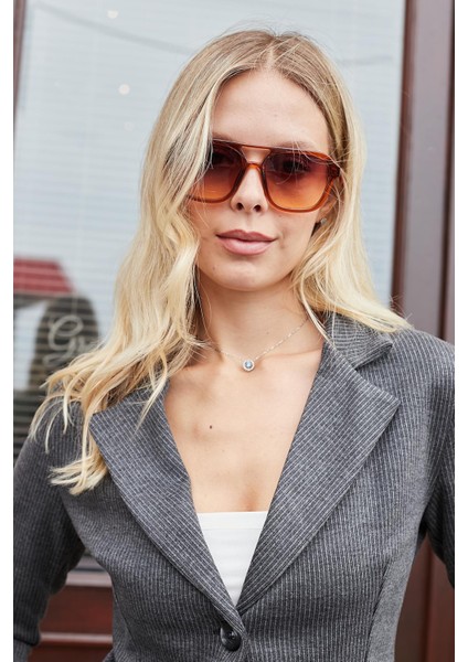 Kadın Hafif Esnek Fitilli Kumaş Yakalı Cep Kapaklı Uzun Kol Blazer Ceket-Antrasit fırsatları