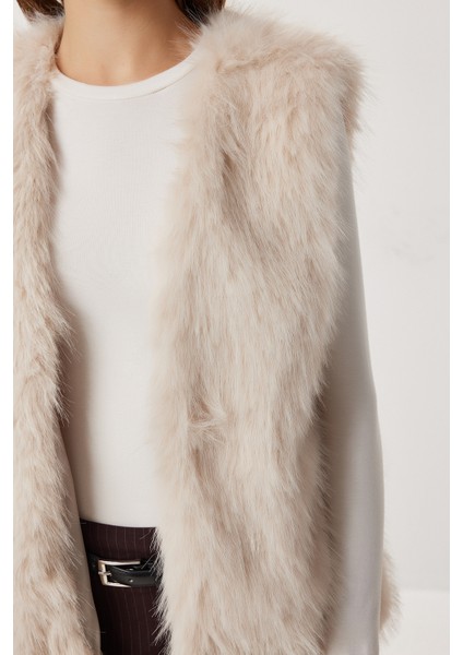 Suni Kürk Yelek LFG0170 Krem fırsatları