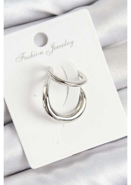 Pirinç Halka Model Gümüş Renk Sağ Kıkırdak Küpe - TJ-BKP10997