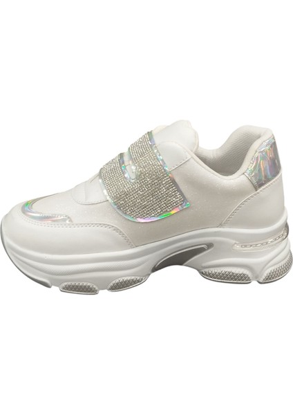 928315Z 5 cm Topuk Boyu Ortopedik Bantlı Günlük Kadın Simli Sneaker Ayakkabı fiyatları