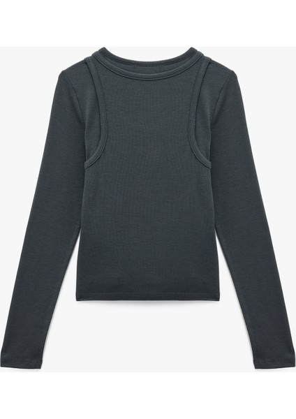 Slim Fit Atlet Görünümlü Bisiklet Yaka Uzun Kollu Tişört fiyatları