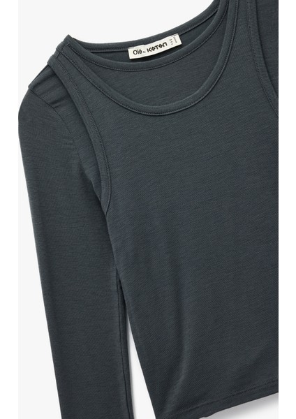 Slim Fit Atlet Görünümlü Bisiklet Yaka Uzun Kollu Tişört modelleri