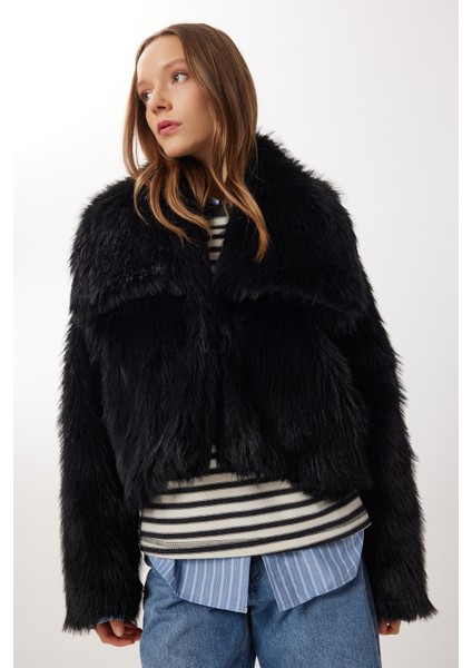 Kısa Suni Kürk Kaban LFG0171 Siyah fırsatları