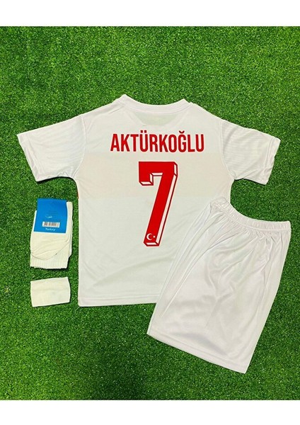 Türkiye Euro 2024 Kerem Aktürkoğlu Beyaz Çocuk Forması 4'lü Set