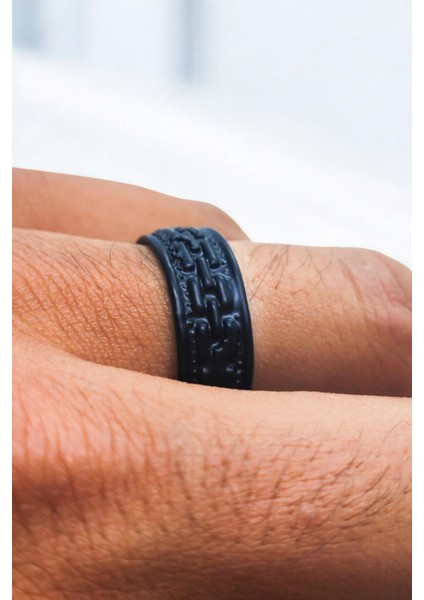 Mat Siyah Ayarlanabilir Yüzük Soyulmaz Kararmaz Alyans Yüzük