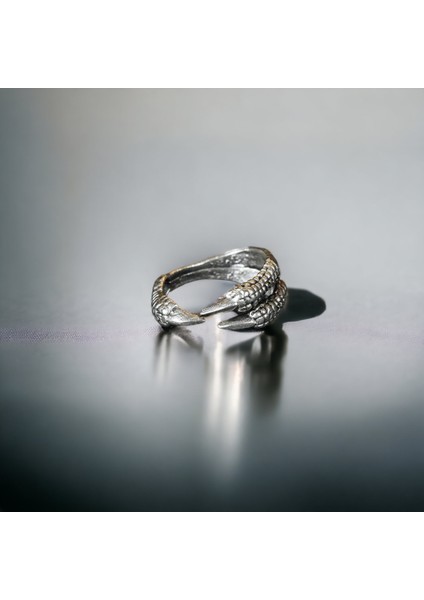 4 Adet 925 Ayar Gümüş Kaplama Ayarlanabilir El Yapımı Erkek Kadın Yılan Pençe Ejderha Yüzük Seti modelleri