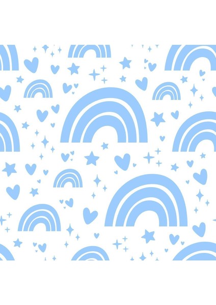 Çocuk Odası Mavi Yıldız Desenli Isı ve Ses Yalıtımlı Sağlıklı Tekstil Duvar Kağıdı fiyatları