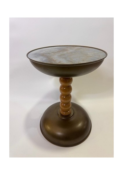 Koyu Kahverengi 54CM Kahve Köşesi Yan Sehpa