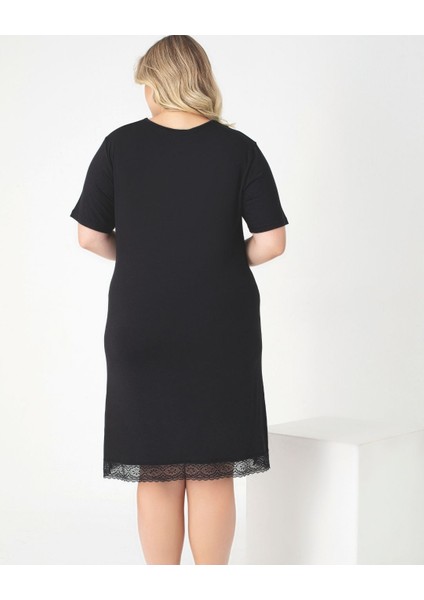 Kadın Battal Viskon V Yaka Yarımkol Gecelik modelleri