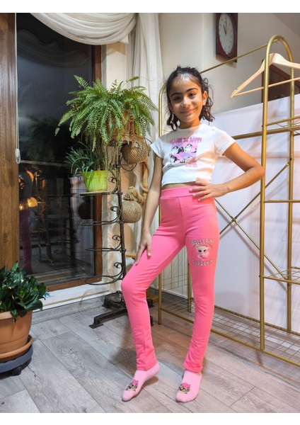 Kız Çocuk Tayt Kışlık Şardonlu Pamuklu Beli Lastikli Balerina Pembe fiyatları