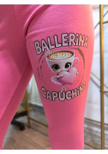 Kız Çocuk Tayt Kışlık Şardonlu Pamuklu Beli Lastikli Balerina Pembe