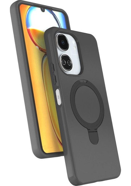 Redmi 13C Uyumlu Içi Kadife Stand Olabilen Halka Yüzüklü Kılıf