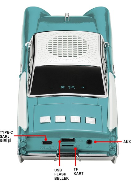 Klasik Görünümlü Nostaljik Retro Araba Bluetooth Hoparlör Fm Radyolu Taşınabilir Speaker fiyatları