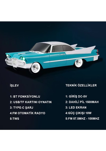 Klasik Görünümlü Nostaljik Retro Araba Bluetooth Hoparlör Fm Radyolu Taşınabilir Speaker modelleri