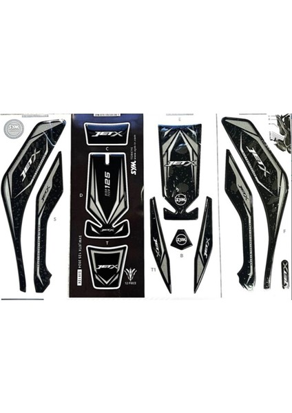 Jet x 125 Gri Tank Pad Seti 12 Parçalı Orjinal Sym