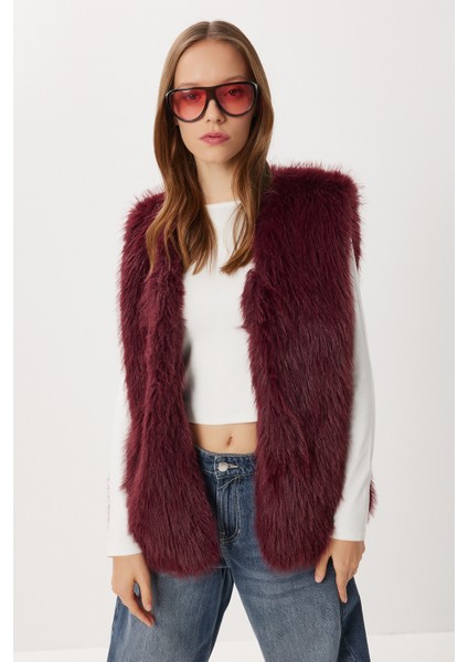 Suni Kürk Yelek LFG0170 Bordo fiyatları