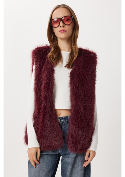 Suni Kürk Yelek LFG0170 Bordo modelleri