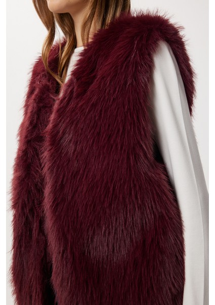 Suni Kürk Yelek LFG0170 Bordo indirimleri