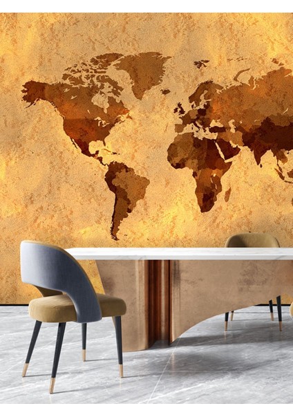 Vintage Harita Desenli Isı ve Ses Yalıtımlı Sağlıklı Tekstil Duvar Kağıdı fiyatları