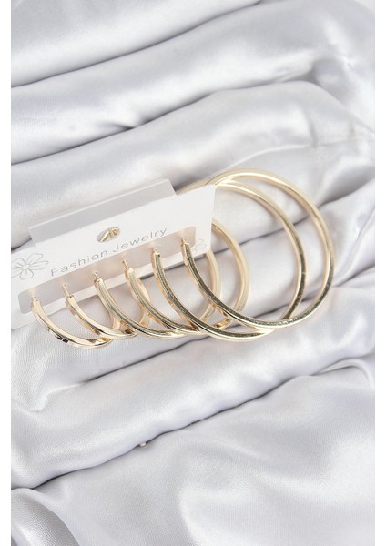 Pirinç Halka Model Gold Renk Kadın Set Küpe - TJ-BKP11051