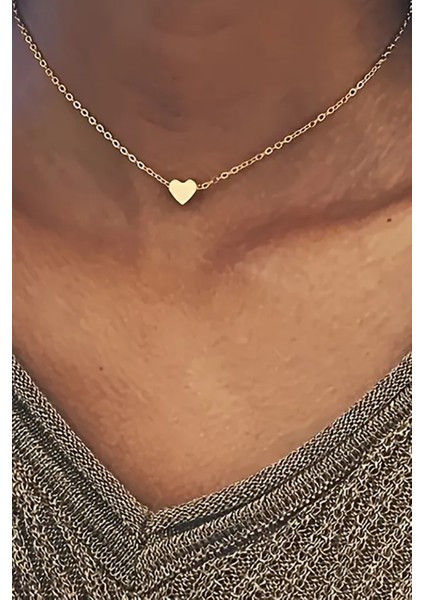 Kadın Kalp Minimal Tarz Zincir Hayalet Kolye