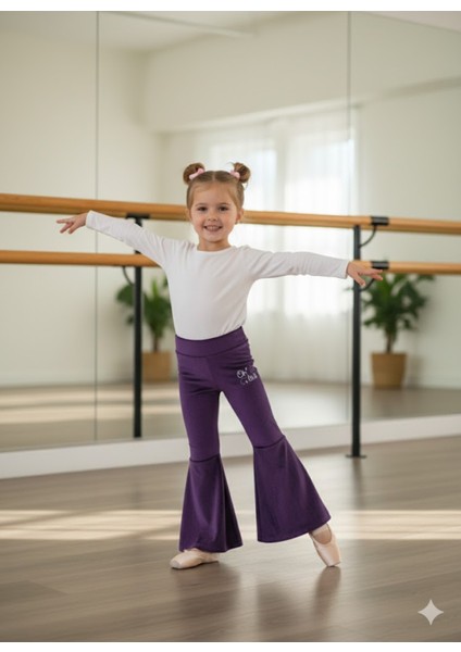 Kız Çocuk Fransız Kadife Geniş Dökümlü Ispanyol Paça Tayt Ohlala Mor fiyatları