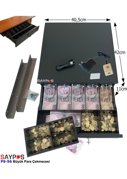 5 Geniş Banknot Gözlü Kolay Açma Butonlu Montaj Askılı (Takım Halinde) Para Çekmecesi 40,5X42X11CM modelleri