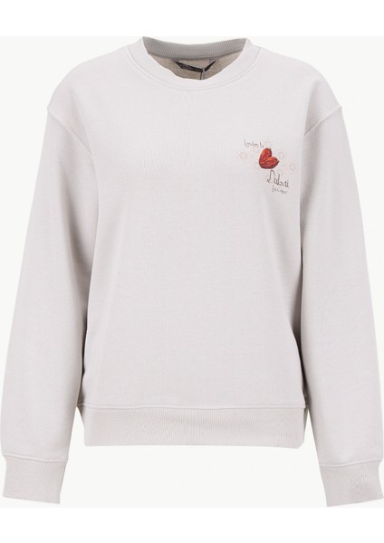 O Yaka Düz Bej Kadın Sweatshırt 261 Lcf 241010 Danıela Bej