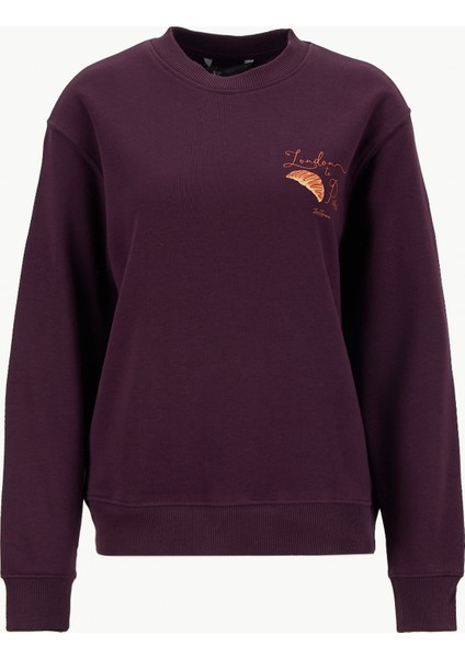 O Yaka Düz Bordo Kadın Sweatshırt 261 Lcf 241011 Petra Bordo