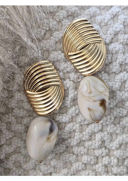 - Wave Bold – Büyük Doğal Taş Detay Küpe (KOD-398) fiyatları