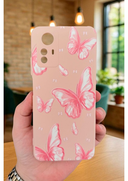 Redmi Note 12S - Pembe Kelebek Desenli Silikon Darbe Emici Klasik Korumalı Rubber Kılıf fiyatları