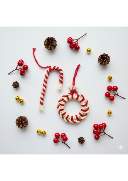 Makrome Yılbaşı Süsleri Yılbaşı Ağacı Süsü 2'li Set