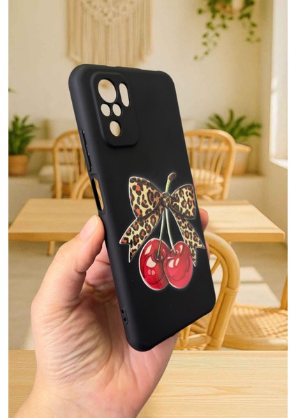 Redmi Note 10/10S Uyumlu Kiraz Leopar Fiyonk Desenli Silikon Darbe Emici Rubber Kılıf fırsatları