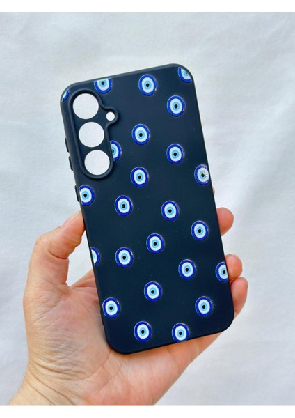 Samsung Galaxy A35 -Nazar Boncuk Desenli Silikon Darbe Emici Klasik Korumalı Rubber Kılıf
