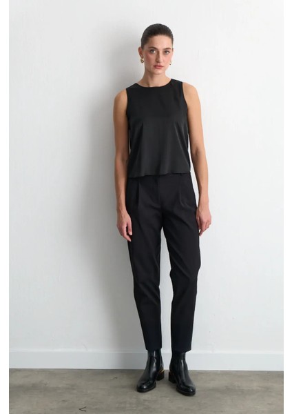 Kalın Askılı Saten Atlet Bluz - Siyah modelleri