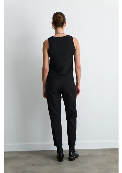 Kalın Askılı Saten Atlet Bluz - Siyah indirimleri