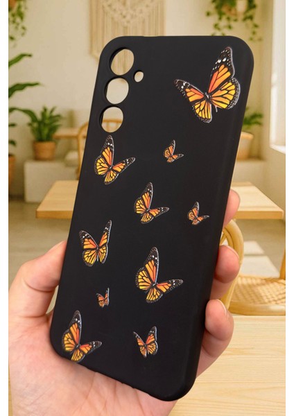 Samsung Galaxy A54 - Turuncu Kelebek Desenli Silikon Darbe Emici Klasik Korumalı Rubber Kılıf fırsatları